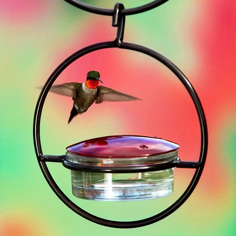 3-Piece Hanging Hummingbird Feeder Set - Attractive Metal Bottle Design with Sturdy Circular Frame & Comfortable Perch - Aesthetically Pleasing for Your Garden