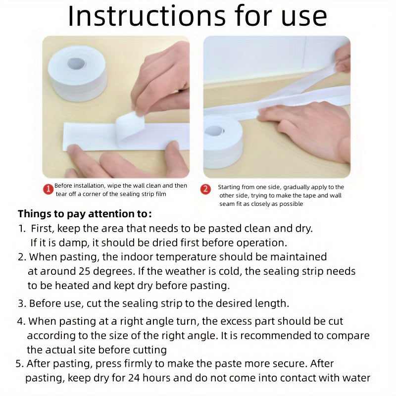 1roll Waterproof Mildew-proof Toilet Caulk Strip, Self-Adhesive Sealing Tape For Kitchen Bathroom, Bathroom Waterproof Tape To Avoid Wet, Kitchen Sink Beautiful Seam Stickers For Workshops
