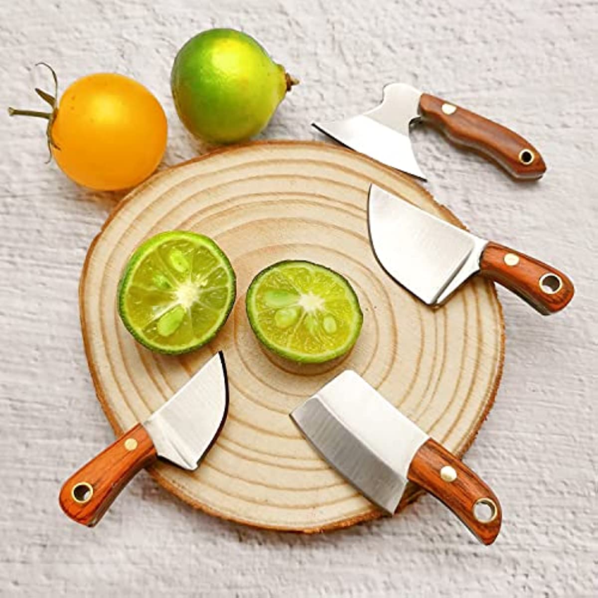 4PCS/Set Premium Damascus Steel Pocket Knife Set - Ultra-Lightweight, Ambidextrous EDC Knife Set with V Grind Blade Edge, Straight Back Shape, and Axe Cleaver for Outdoor Adventures and Everyday Carry