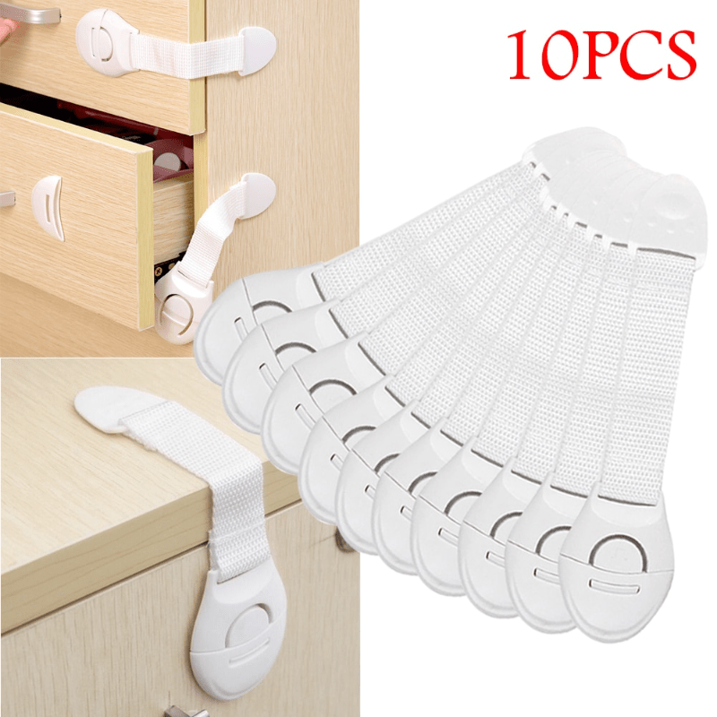 10pcs Child Safety Cabinet Locks - Easy-to-Install Baby Proofing Latches, Secure Drawer & Door Protection, Non-Toxic Plastic Material for Home Safety