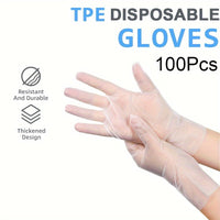 Thumbnail for 100pcs TPE Disposable Gloves - Transparent, Food Safe, Thick & Tear-Resistant - Powder-Free, Anti-Static - Perfect for Kitchen, Baking, Cleaning, Beauty, Hair, Pet Care & Painting