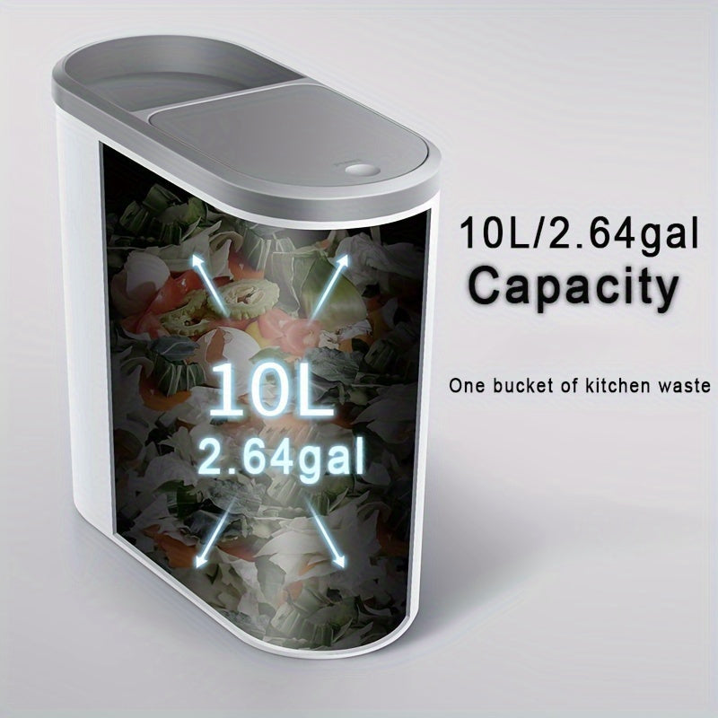 1pc 2.64gal Large Capacity Trash Can, Creative Gap Garbage Can, Press Type Waste Bin With Lid, Simple Paper Basket, Kitchen Bathroom Bedroom Living Room Accessories, Home Supplies, Cleaning Supplies