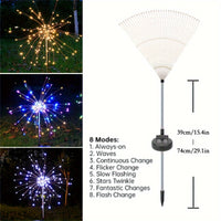 Thumbnail for 2PC Solar Fireworks LED Outdoor Lights - 60/90/120/200 LEDs, 8 Modes, Weatherproof - Transform Gardens, Courtyards & Weddings into Magical Displays