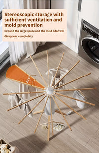 Thumbnail for ESARR  Cylinder Tripod Drying Rack, Solid Wood Octopus Standing Drying Rack Clothing, Foldable Space Saving Laundry Drying Rack, Collapsible Drying Racks for Laundry Tripod,16 Dry Rods