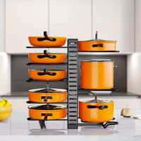 Thumbnail for 8-Tier Heavy Duty Pot Rack Organizer - Effortless Kitchen Storage Solution - Durable Metal, Rust-resistant, Space-saving Cabinet Holder for Pots, Pans and lids - Keep Your Kitchen Neat and Tidy