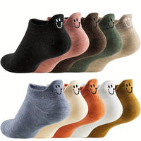 Thumbnail for 10 Pairs of Stylish Embroidered Ankle Socks - Soft & Breathable, Low Cut Design for Women - Comfy Everyday Wear, Assorted Patterns, One Size