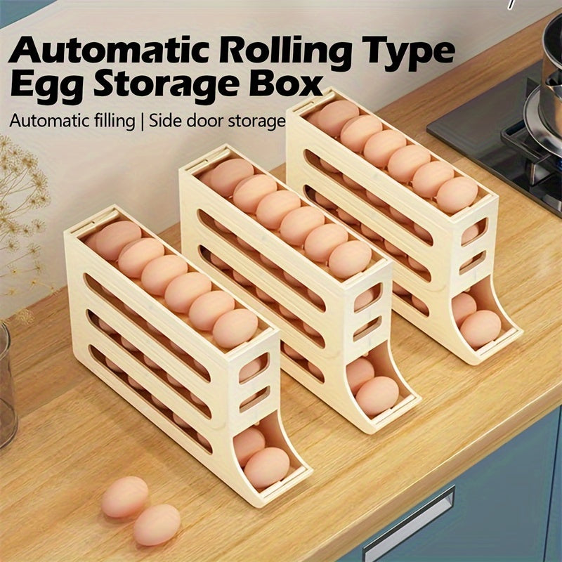 Refrigerator Egg Storage Box, Automatic Egg Rolling Rack, Large Capacity Refrigerator Special Egg Holder Storage Box, ABS Material