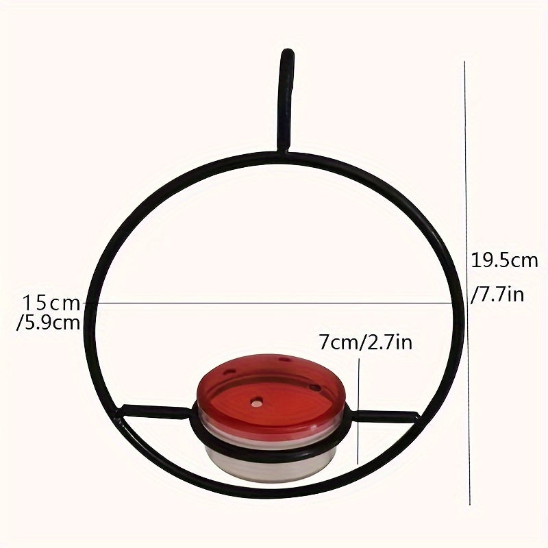 3-Piece Hanging Hummingbird Feeder Set - Attractive Metal Bottle Design with Sturdy Circular Frame & Comfortable Perch - Aesthetically Pleasing for Your Garden