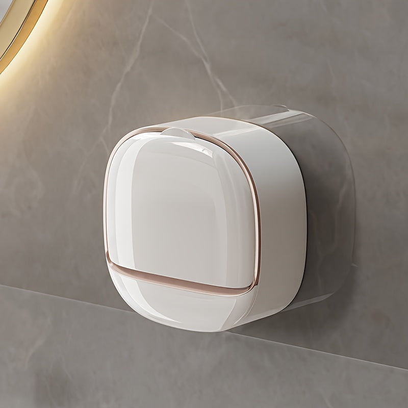 1pcs Premium Wall Mounted Soap Dispenser with Lid - Hassle-Free No Drilling Drain Rack, Space-Saving Storage for Modern Bathrooms - Durable, Waterproof Accessories