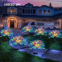 Thumbnail for 2PC Solar Fireworks LED Outdoor Lights - 60/90/120/200 LEDs, 8 Modes, Weatherproof - Transform Gardens, Courtyards & Weddings into Magical Displays