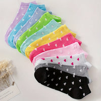 Thumbnail for Chic & Comfortable 20-Pairs Women’s Ankle Socks: Heart & Stripe Prints, Durable Knit Fabric - Ideal Gift