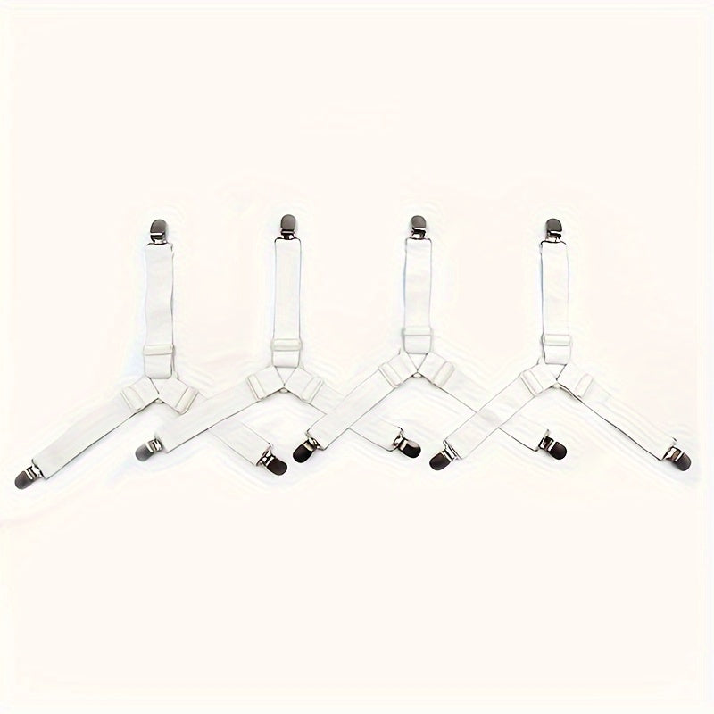 4pcs Triangle Bed Sheet Fixers - Versatile and Adaptable, Easy-to-Adjust, Stretchy and Flexible, Prevents Sheet Slippage, Grip-Tight Security - Ideal for Home and Bedroom, Perfect for Sofa and Bed, Also Suitable for Table and Desk