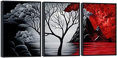Wieco Art The Cloud Tree 3 Panels Modern Giclee Canvas Prints Artwork Abstract Seascape Paintings Reproduction Sea Beach Pictures Printed on Canvas Wall Art for Home Decorations Wall Decor