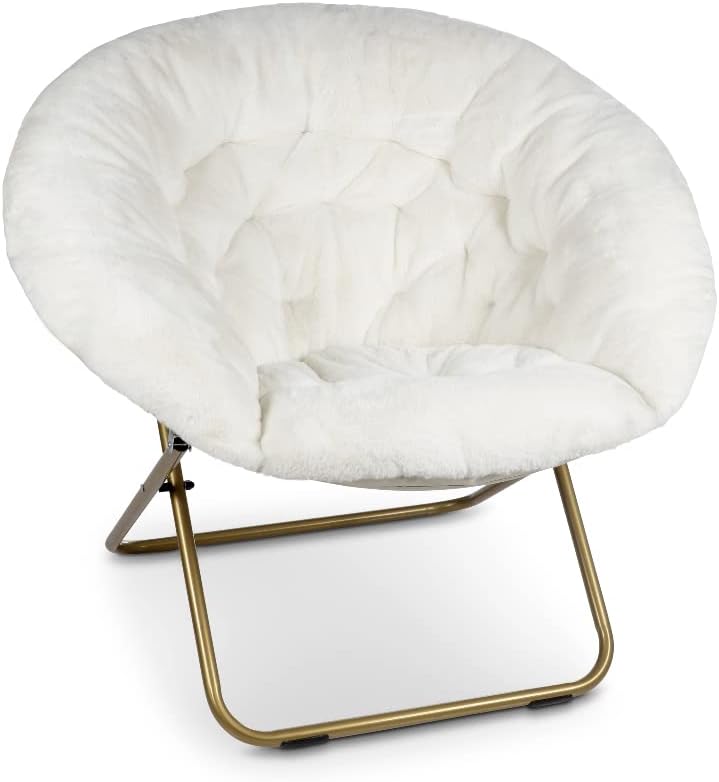 Milliard Cozy Chair with Footrest Ottoman/Faux Fur Saucer Chair for Bedroom/X-Large (Purple)