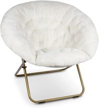 Thumbnail for Milliard Cozy Chair with Footrest Ottoman/Faux Fur Saucer Chair for Bedroom/X-Large (Purple)