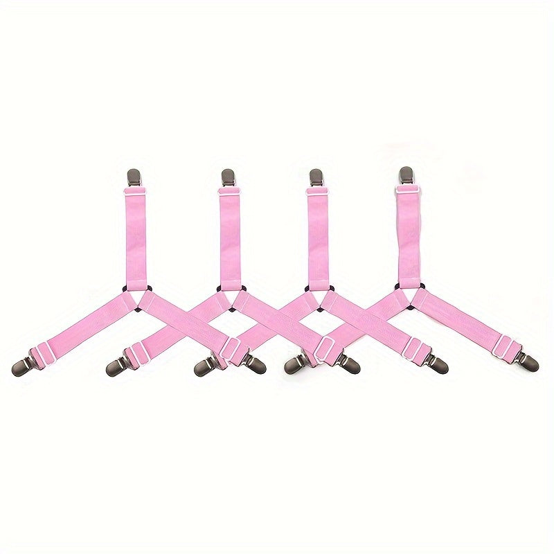 4pcs Triangle Bed Sheet Fixers - Versatile and Adaptable, Easy-to-Adjust, Stretchy and Flexible, Prevents Sheet Slippage, Grip-Tight Security - Ideal for Home and Bedroom, Perfect for Sofa and Bed, Also Suitable for Table and Desk