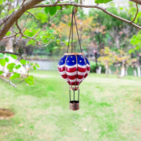 Thumbnail for 1pc Authentic Hot Air Balloon Solar Lantern with Flickering LED Flame - Waterproof Outdoor Hanging Lights for Garden, Yard, Patio - Adds Rustic Charm to Your Holiday Decor - Proudly Showcases American Flag Design