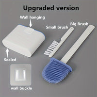 Thumbnail for 1 Set of 2 Efficient Silicone Toilet Brushes with Wall Mount & 1 Easy-Clean Toilet Seat – Long-Handled, Soft Brush Heads for Multi-Functional Household Cleaning