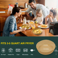 Thumbnail for 50/100 Pack - BPA-Free Silicone Oil-Absorbent Air Fryer Paper Liners - Non-Stick, Round, Disposable & Mess-Free - Perfect for Healthy Cooking, Baking & Frying - Microwave, Toaster & Countertop Oven Safe