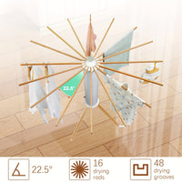 Thumbnail for ESARR  Cylinder Tripod Drying Rack, Solid Wood Octopus Standing Drying Rack Clothing, Foldable Space Saving Laundry Drying Rack, Collapsible Drying Racks for Laundry Tripod,16 Dry Rods