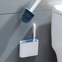 Thumbnail for 1 Set of 2 Efficient Silicone Toilet Brushes with Wall Mount & 1 Easy-Clean Toilet Seat – Long-Handled, Soft Brush Heads for Multi-Functional Household Cleaning
