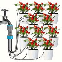 Thumbnail for 1set Easy-Install Drip Irrigation System – 10 Dripper Self-Watering Planter Kit with 3/4 Adapter – Ideal for Potted Plants & Raised Garden Beds