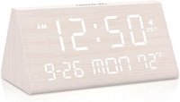 Thumbnail for DreamSky Digital Alarm Clocks for Bedrooms - Wooden Electric Clock with USB Ports, Date, Weekday, Temperature, 0-100% Brightness Dimmer, Adjustable Alarm Volume, Snooze, Auto DST