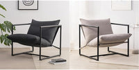 Thumbnail for ZINUS Aidan Sling Accent Chair / Metal Framed Armchair with Shredded Foam Cushioning, Oatmeal