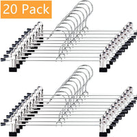 Thumbnail for Pants Hangers with Clips 20 Pack, Adjustable Skirt Hangers for Women Metal Pants Hangers for Jeans