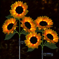 Thumbnail for 2 Packs Solar Powered Sunflower LED Garden Lights - Vibrant Yellow Flower Decorations with 3 LED Lights, Waterproof, Durable ABS Material, Perfect for Patio, Lawn, Yard, Pathway, and Garden Decor on Independence Day, Labor Day, Mothers Day, Thanksgiving D