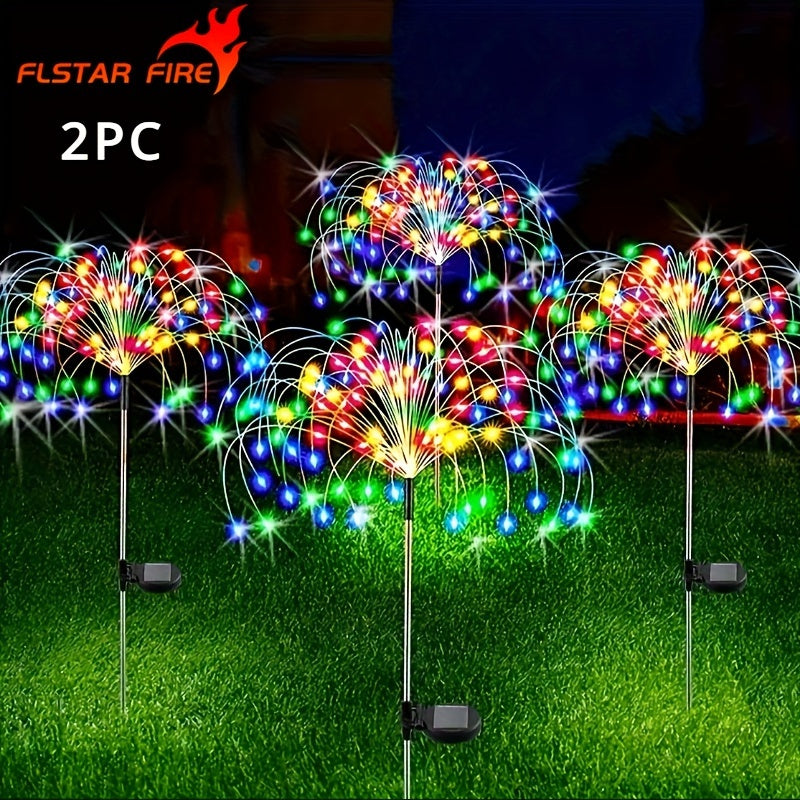 2PC Solar Fireworks LED Outdoor Lights - 60/90/120/200 LEDs, 8 Modes, Weatherproof - Transform Gardens, Courtyards & Weddings into Magical Displays