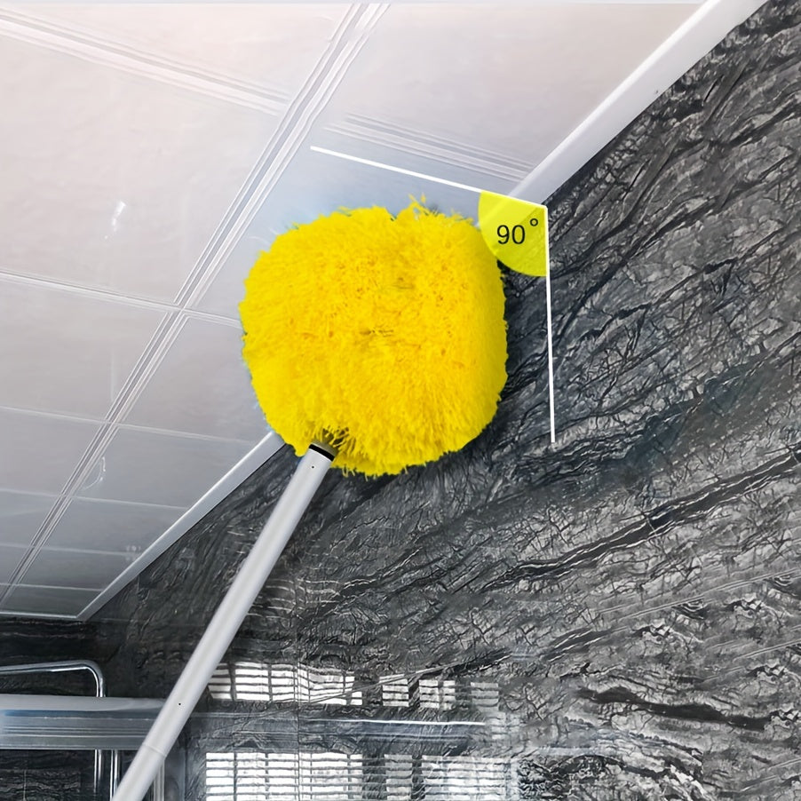 1pc Extendable Ceiling Fan Duster with Microfiber Brush - Reaches High Ceilings, Removable and Washable, Ideal for Cleaning Fans, Furniture, Cars, and More - Perfect Cleaning Tool for Bathroom, Bedroom, Kitchen, Living Room, and The Wall