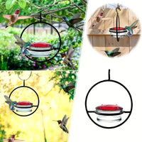 Thumbnail for 3-Piece Hanging Hummingbird Feeder Set - Attractive Metal Bottle Design with Sturdy Circular Frame & Comfortable Perch - Aesthetically Pleasing for Your Garden