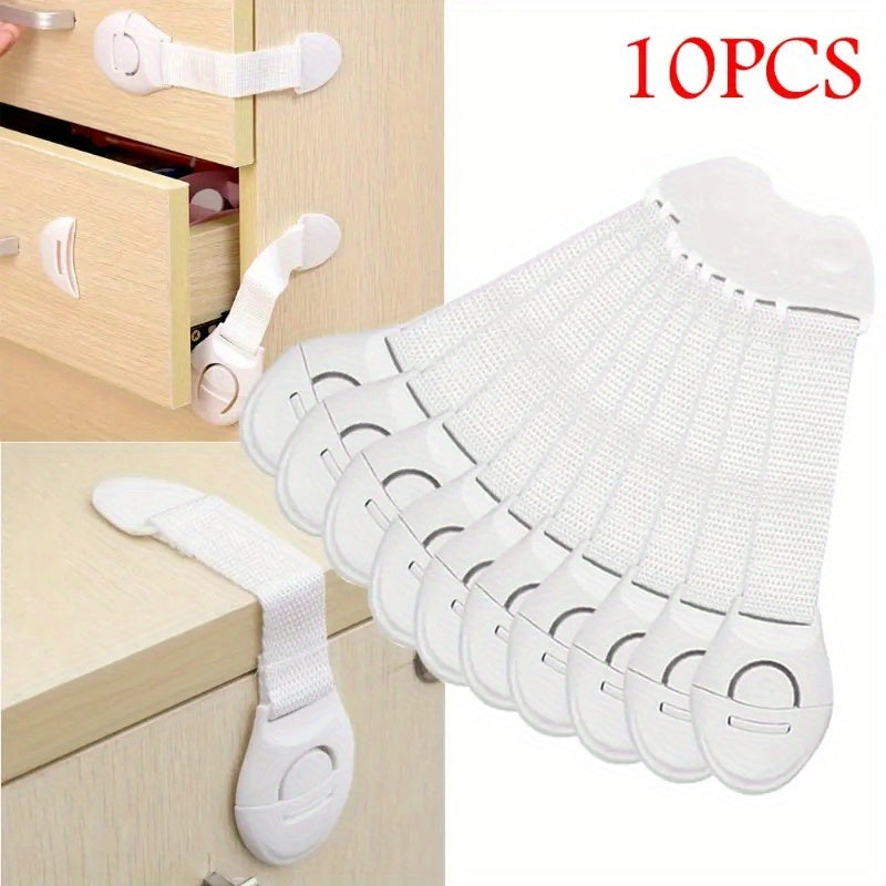 10pcs Child Safety Cabinet Locks - Easy-to-Install Baby Proofing Latches, Secure Drawer & Door Protection, Non-Toxic Plastic Material for Home Safety