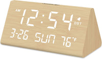 Thumbnail for DreamSky Digital Alarm Clocks for Bedrooms - Wooden Electric Clock with USB Ports, Date, Weekday, Temperature, 0-100% Brightness Dimmer, Adjustable Alarm Volume, Snooze, Auto DST