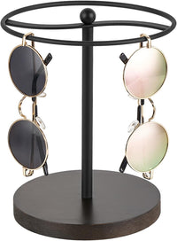 Thumbnail for Mkono Sunglasses Organizer Glasses Holder Stand Metal Frame with Wood Base Sunglass Storage Display Eyeglasses Rack for up to 12 Pairs of Eyewear Glasses for Table Dresser Desk Bedroom, Black