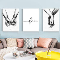 Thumbnail for Kiddale Love and Hand in Hand Wall Art Canvas Print Poster,Simple Fashion Black and White Sketch Art Line Drawing Decor for Home Living Room Bedroom Office(Set of 3 Unframed, 16x20 inches)