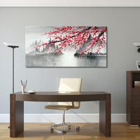 Thumbnail for Traditional Chinese Painting Hand Painted Plum Blossom Canvas Wall Art Modern Black and White Landscape Oil Painting for Living Room Bedroom Office Decoration (48x24 inch)