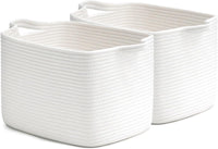 Thumbnail for 2 Pack Storage Basket for Organizing, 15''X10''X9'' Rope Basket with Handles, Toy Basket, Gift Baskets Empty, Blanket Basket for Living Room, Bedroom, 3 Tone Grey.