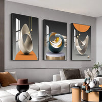 Thumbnail for Abstract Modern Minimalist Natural Framed Decorative Painting Bright style Wall Art Set of 3Wall Decor for Living Room, Bedroom, Dining Room, Office, etc. (Blue, 16 