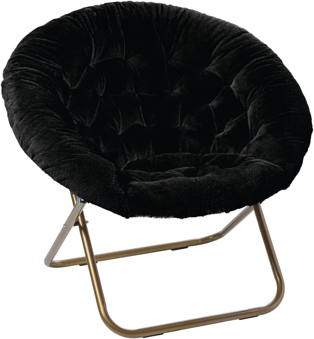 Milliard Cozy Chair with Footrest Ottoman/Faux Fur Saucer Chair for Bedroom/X-Large (Purple)
