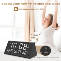 Thumbnail for DreamSky Digital Alarm Clocks for Bedrooms - Wooden Electric Clock with USB Ports, Date, Weekday, Temperature, 0-100% Brightness Dimmer, Adjustable Alarm Volume, Snooze, Auto DST