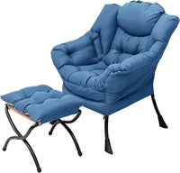 Thumbnail for Welnow Lazy Chair with Ottoman, Modern Lounge Accent Chair with Armrests and a Side Pocket, Leisure Sofa Chair Set, Reading Chair with Footrest for Small Space, Corner Chair, Plush Grey
