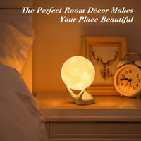 Thumbnail for Mydethun 3D Moon Lamp with Ceramic Base, Mothers Day Gift, LED Night Light, Mood Lighting with Touch Control Brightness for Women,Home Décor, Bedroom, Kids Birthday, 3.5 Inch - White & Yellow