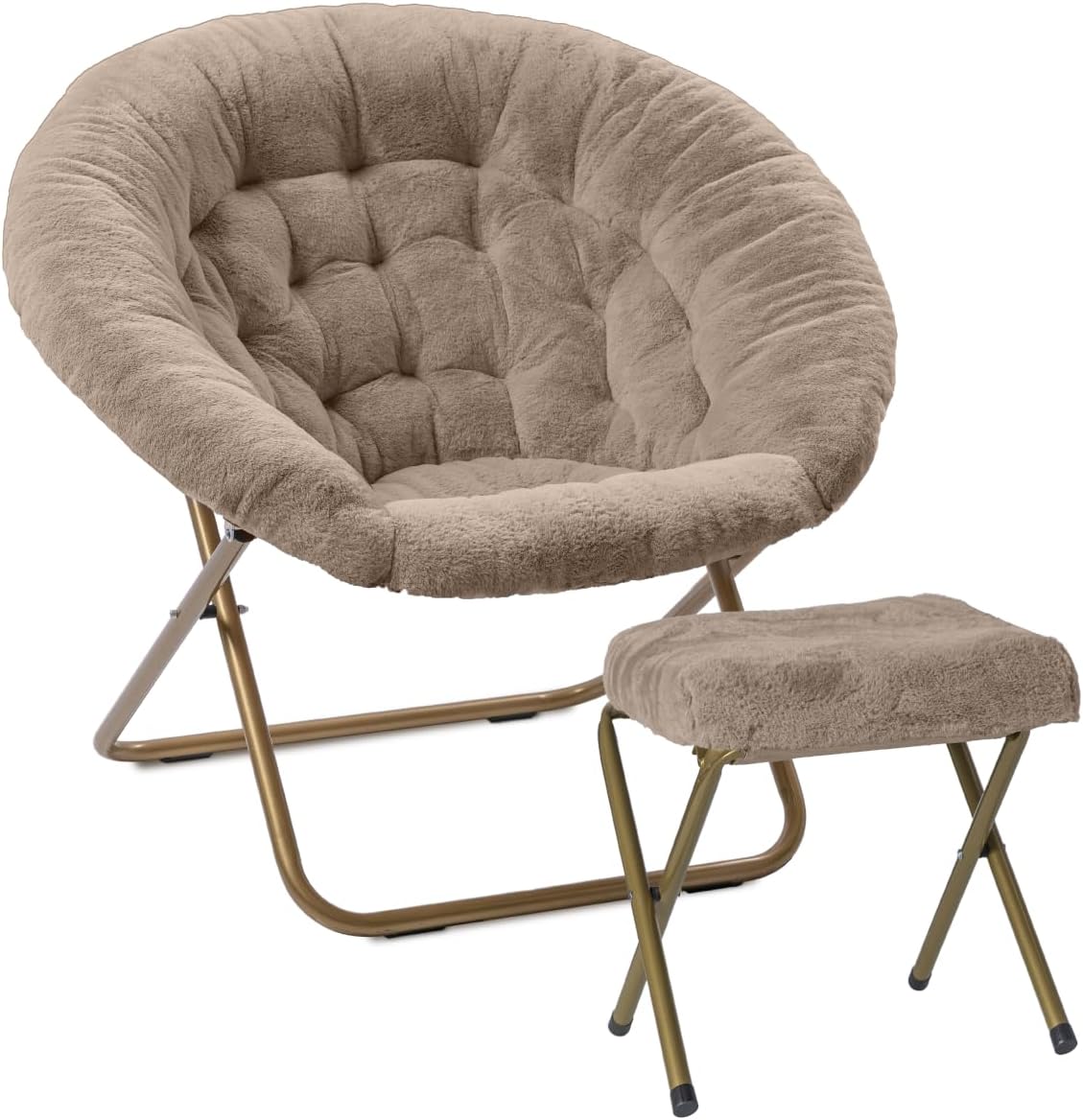 Milliard Cozy Chair with Footrest Ottoman/Faux Fur Saucer Chair for Bedroom/X-Large (Purple)