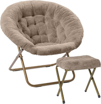 Thumbnail for Milliard Cozy Chair with Footrest Ottoman/Faux Fur Saucer Chair for Bedroom/X-Large (Purple)