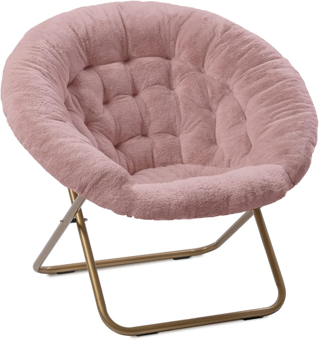 Milliard Cozy Chair with Footrest Ottoman/Faux Fur Saucer Chair for Bedroom/X-Large (Purple)