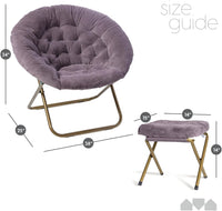 Thumbnail for Milliard Cozy Chair with Footrest Ottoman/Faux Fur Saucer Chair for Bedroom/X-Large (Purple)