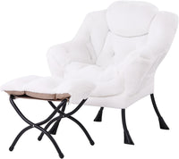 Thumbnail for Welnow Lazy Chair with Ottoman, Modern Lounge Accent Chair with Armrests and a Side Pocket, Leisure Sofa Chair Set, Reading Chair with Footrest for Small Space, Corner Chair, Plush Grey