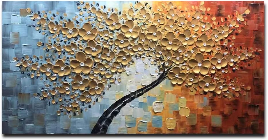 Art Hand Painting Oil Painting Abstract Decorative Storm Wall Art Painting for Wall Decorations Lucky tree Pictures for Living Room,Bedroom,Restaurant,Office,Hotel Wall Decorative Murals 24×48in